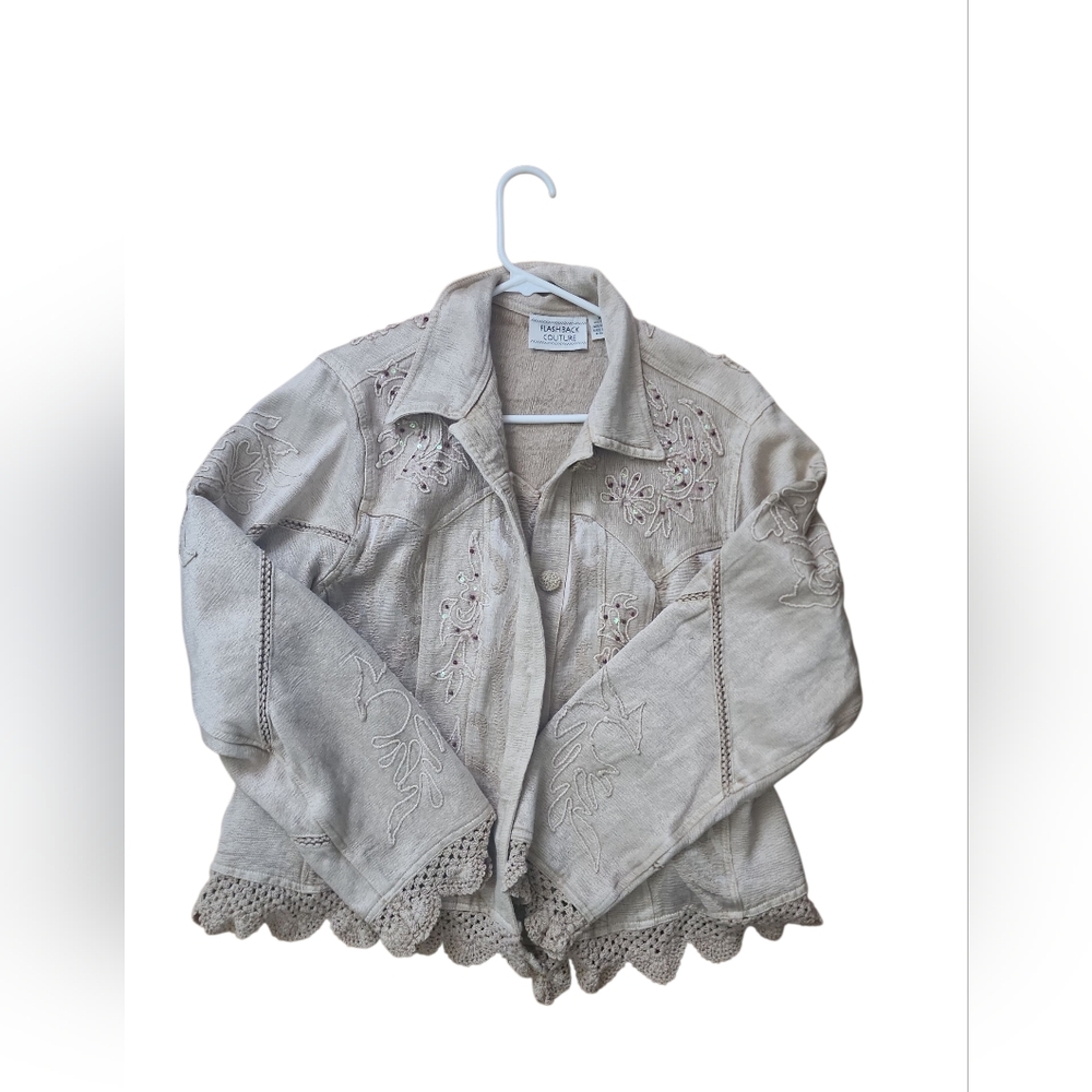 Flashback Couture Embroidered Boho Jacket Size X-… - image 1